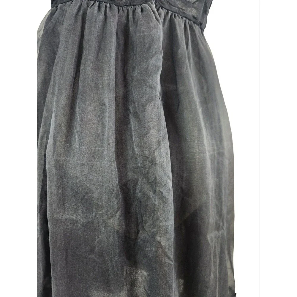 Anthropologie Zehavale Black Lace Tulle Silk Sheer Mini Dress Size 10 - Picture 9 of 12